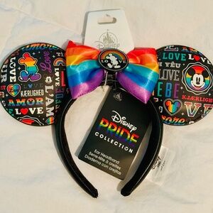 NEW Disney Pride Collection Rainbow Minnie Mouse Bow Ears Headband.